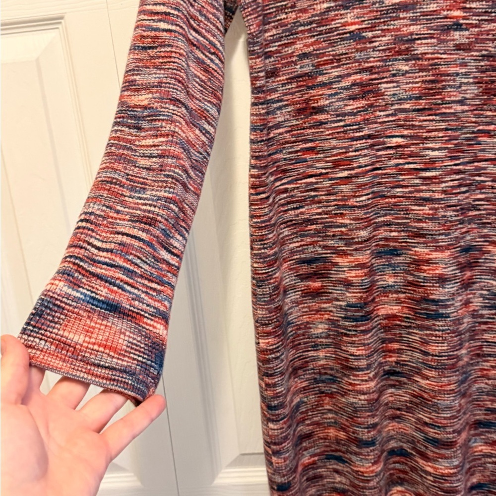 J.Crew Multicolor Space Dye Knit Midi Dress Size L Cotton Blend Long Sleeve - Picture 4 of 7